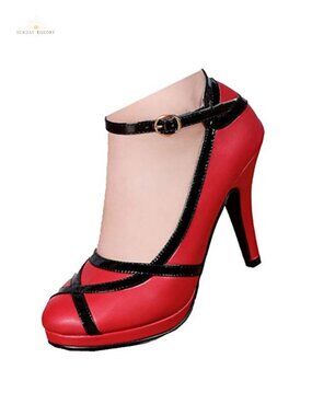 Strappy Buckle Ankle Strap High Heel Dress Pumps with 4 Inch Heel